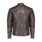 Cafe Racer Brown Mens Pure Sheep Leather Jacket